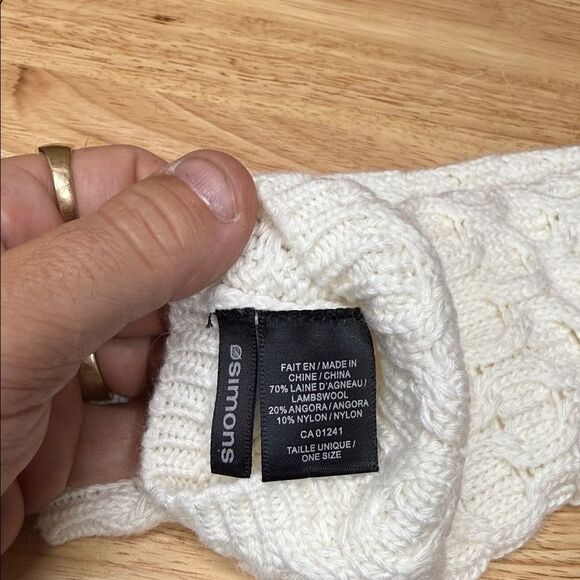 Vintage Wool Cable Knit Cream Gloves - Picture 2 of 2